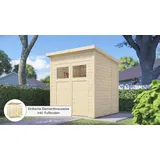 Konifera Gartenhaus KONIFERA "Amrum 2", beige (naturbelassen), Fußboden im Gartenhaus, ohne Dacheindeckung, Holzwerkstoff, Gartenhäuser, Inklusive Fussboden