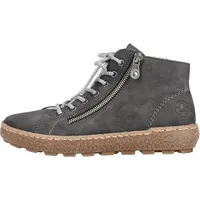 Rieker Damen Boot Stiefelette Sohle mit Stollenprofil Reißverschluss warm N1020, Größe:42 EU, Farbe:Grau - Grau - 42