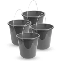 ProHome Eimer Inkl. Metallbügel Anthrazit 10 Liter, 4er Pack