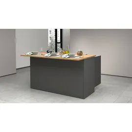 kochstation Kücheninsel KS-Sole 155 x 90 x 90 cm Grau