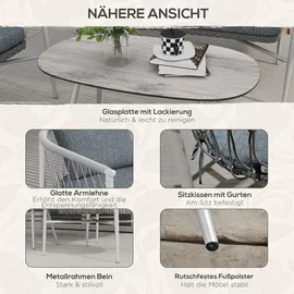 Outsunny 4 tlg. Rattan Gartenmöbel-Set, mit Schaukelfunktion,