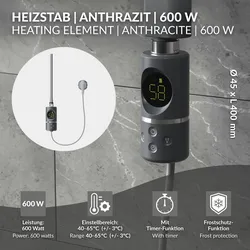 LuxeBath Elektro Heizstab Heizelement Heizpatrone Heizlanze mit Temperaturregelung 600 W