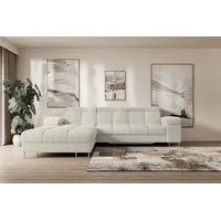 altdecor Ecksofa Cord mit Schlaffunktion 2-Sitzer Creme
