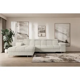 altdecor Ecksofa Cord mit Schlaffunktion 2-Sitzer Creme