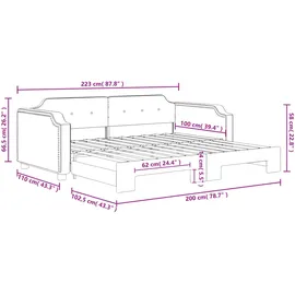 vidaXL Tagesbett Ausziehbar Hellgrau 100x200 cm Stoff1882034