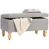 HOMCOM Sitzbank mit Stauraum, Polsterbank 71x37x36 cm mit Aufklappbaren Deckel - Hellgrau