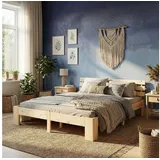 Homestyle4u Holzbett 140 x 200 cm H3 Braun