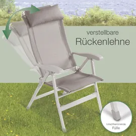 eloneo Campingstuhl mit Beinauflage Grau