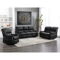 vente-unique Couchgarnitur Relax 3+2+1 - Kunstleder - schwarz