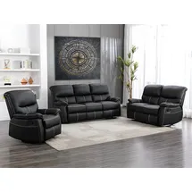 vente-unique Couchgarnitur Relax 3+2+1 - Kunstleder - schwarz