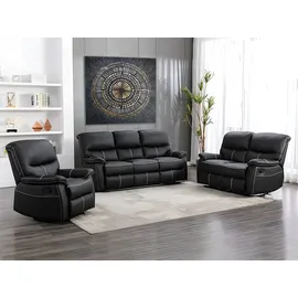 vente-unique Couchgarnitur Relax 3+2+1 - Kunstleder - schwarz
