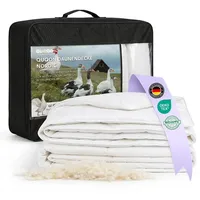 QUQON® Nordic Daunendecke – Handverlesene Daunen&Federn | 135x200 cm | Leicht (300g) Sommerdecke | Oeko-TEX® & NOMITE Zertifiziert