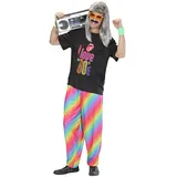 Amakando 80er Jahre Jogginghose Retro 80`s Hosen M/L 50/52 Regenbogen Baggy Pants Rainbow Hose Karnevalskostüme Herren lustig Bad Taste Partyhose Mottoparty Stoffhose