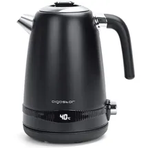 Aigostar - 1,7 Liter 2200W Digitaler Edelstahl Wasserkocher mit Temperatureinstellung 40-100°C, Schwarz - Schwarz