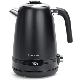 Aigostar - 1,7 Liter 2200W Digitaler Edelstahl Wasserkocher mit Temperatureinstellung 40-100°C, Schwarz - Schwarz