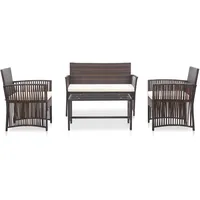 vidaXL Polyrattan Lounge-Set 4-tlg. braun inkl. Auflagen 46435