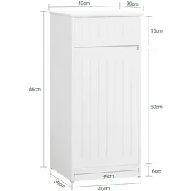 SoBuy Wäscheschrank mit ausklappbarem Wäschetruhe Holz, Weiß, BZR110-W