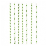 Riethmüller Trinkhalme Trinkhalme Dots & Chevron Papier 19,7 cm 24 Stck grün