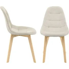 [en.casa] Esszimmerstuhl Kopparberg Stoffbezug Buche beige 6er Set