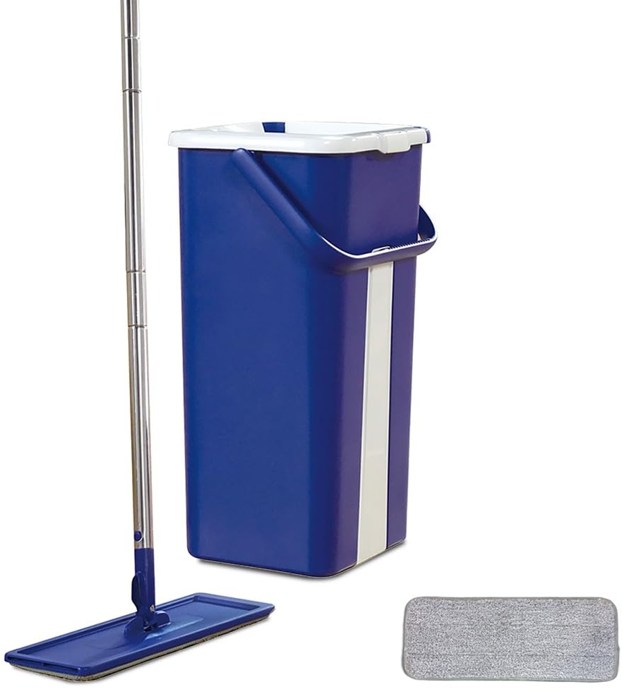 Livington Touchless Mop – Bodenwischer Set mit Eimer zum Auswringen ohne Bücken – Wischmopp für einfache Reinigung und saubere Hände – 2,7 L Wischeimer