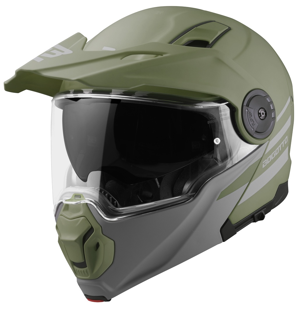 Bogotto FG-102 Glasvezel opklapbare helm, groen, M Voorman