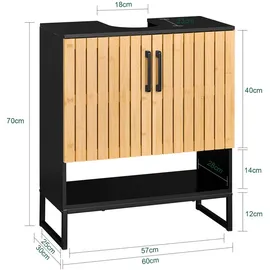 SoBuy Waschbeckenunterschrank 60 x 70 cm Schwarz