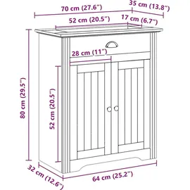vidaXL Waschbeckenunterschrank BODO Weiß und Braun 70x35x80 cm