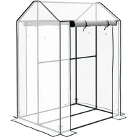 Outsunny Foliengewächshaus, Gewächshaus mit Doppeltür, Treibhaus, Winddichtes Tomatenhaus für Garten, Weiß, 100 x 80 x 150 cm