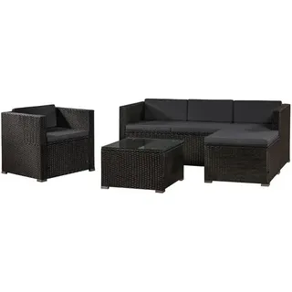 Juskys Punta Cana L Polyrattan Lounge schwarz/dunkelgrau