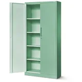 Jan Nowak Aktenschrank Metall Büroschrank abschließbar 90 cm JAN H 4 Böden Stahl (Kaltwalzstahl 0,6 mm Wandmontage möglich PZH-zertifiziert) Ordnerschrank 50 Ordner Schloss 2 Schlüssel robust 14 Farben grün