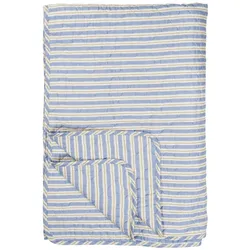 IB Laursen Quilt blau mit weißen und braunen Streifen, 180 x 130 cm