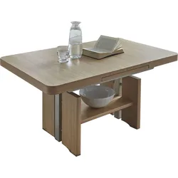 Couchtisch VIERHAUS "Kiya", braun (eiche natur), B:110cm T:70cm, Tische, Platte Echtholz furniert, Wangen und Ablage, furniert