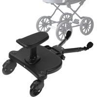 Herrselsam Buggy Board für alle Kinderwagen,Kiddy Board mit Sitz, Trittbrett Mitfahrbrett 360°Zweirad Design,Trittbrett für Kinderwagen von 25kg,für jeden Kinderwagen erhältlich (Schwarz)