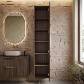Badplaats Rimini Badezimmerschrank 38 x 33 x 170 cm Walnuss Braun MDF/Spanplatte/Massivholz