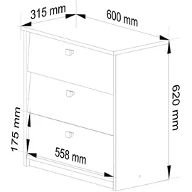 Akord Schuhkipper 60 x 62 x 31 cm geschlossen / Sonoma Eiche
