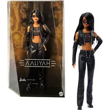 Barbie Signature Aaliyah Sammelfigur im schwarzen Kunstleder-Outfit, inspiriert vom Musikvideo zu One in a Million, HRM80