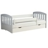 Kindermöbel 24 Kinderbett Robin inkl. Rollrost + Matratze grau 90 cm x 184 cm x 65 cm