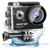 honor electronics 1080P Ultra HD Action-Kamera mit 2,0-Zoll-LCD-Bildschirm, 12 MP, 30 m wasserdicht, verwacklungsfrei, 120¡ã Weitwinkel, schwarz