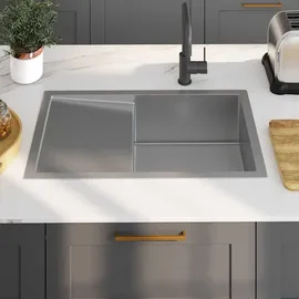 vidaXL Handgemachte Einbauspüle Edelstahl