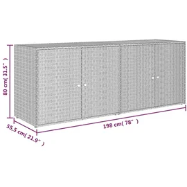 vidaXL Gartenschrank Schwarz 100x55,5x80 cm Poly Rattan