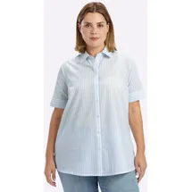 sheego Kurzarm-Bluse hellblau-weiß-gestreift 48