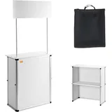Vevor Tragbare Messetheke Messetresen, 785 x 380 x 1815 mm Messestand Ausstellungs-Thekenständer, Faltbarer Promotion-Einzelhandels-Bartisch, Rezeption Messestand mit Aufbewahrungsregal, Tragetasche