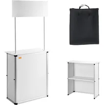 Vevor Tragbare Messetheke Messetresen, 785 x 380 x 1815 mm Messestand Ausstellungs-Thekenständer, Faltbarer Promotion-Einzelhandels-Bartisch, Rezeption Messestand mit Aufbewahrungsregal, Tragetasche