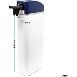 Wiltec SOFT-R2 Wasserenthärtungsanlage, Wasserentkalkung mit 2000 l/h, Entkalkungsanlage mit Ionentauscher, Wasserenthärter mit 10 l Soletank