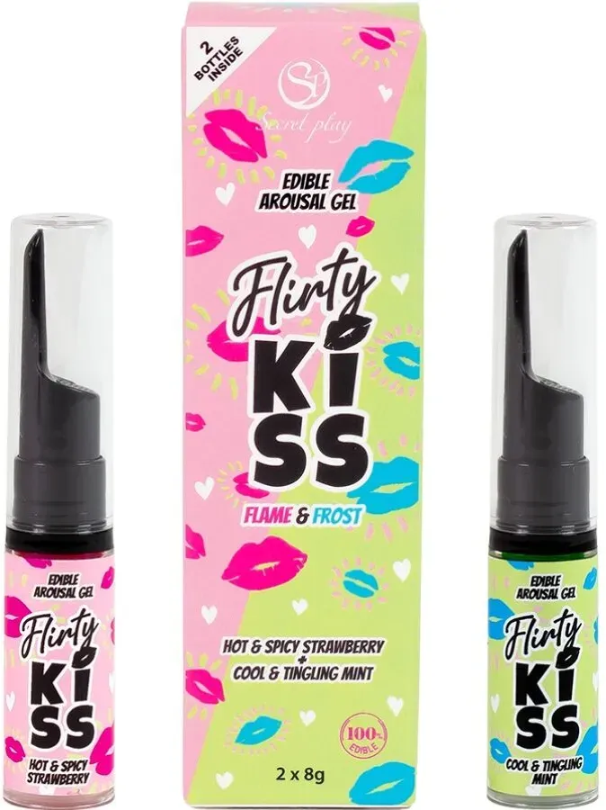 SECRETPLAY - FLIRTY KISS GELS MIT ORALEN SEX-EFFEKTEN ERDBEERE & MINZE 2 x 8 GR