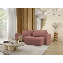 Fun Möbel Ecksofa Sofa mit Schlaffunktion CHAIRA Stoff Curio Rose Ottomane Rechts - Rosa