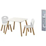 KESPER | Kindertisch Set mit 2 Stühlen und Messlatte Alpaka | Material: Faserplatte/Holz | Farbe: Weiß