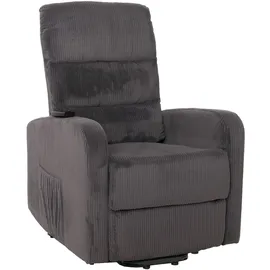 Mendler Fernsehsessel HWC-K62, Relaxsessel TV-Sessel Liege, Liegefunktion Aufstehhilfe, Metall Stoff/Textil Cord ~ dunkelgrau