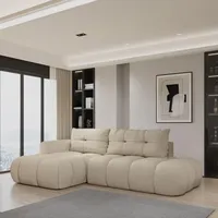 Masseno Ecksofa FLUMA L-S mit Schlaffunktion L-Form, Sofa mit Bettkasten, Wohnzimmersofa, Couch, Soffa, Bettsofa, Couchgarnitur- Beige, QUELLE 05 - Beige