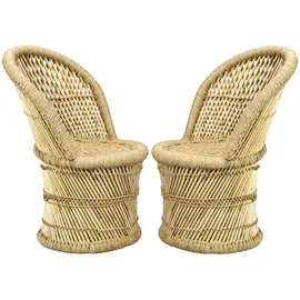 Marrakesch Orient & Mediterran Interior Boho Style Gartensessel 42 x 43 x 76 cm beige 2 St.